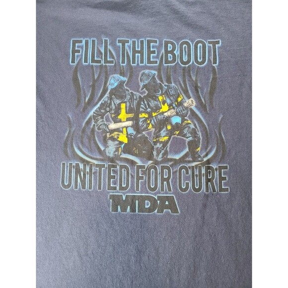 Jerzees Firefighter MDA T-Shirt XL – Blue Cotton Tee #FillTheBoot #CharityWear - Picture 1 of 5